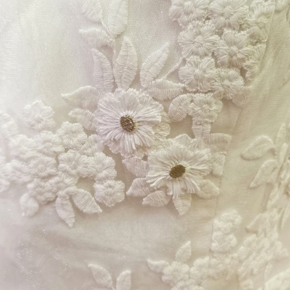 Dress The Population Tara White Gold Embroidered Lace Wedding Dress,Large,NWT - Picture 8 of 16